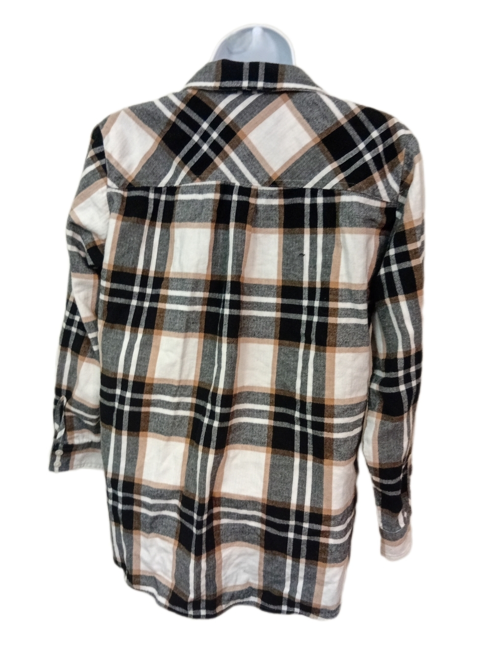 LOFT Plaid Button-Down Shirt in Black, Gray & Cream - Picture 2 of 5